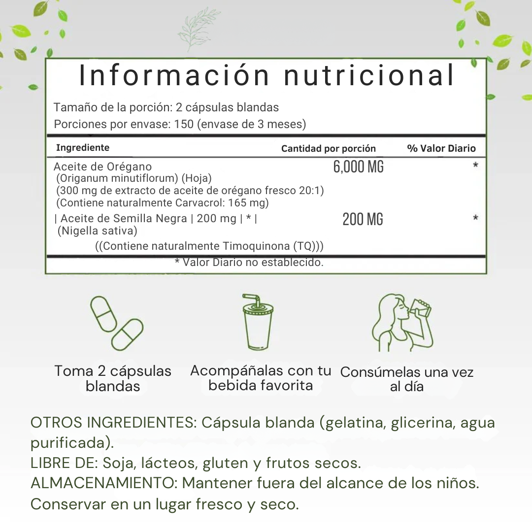 Aceite de orégano con semilla negra